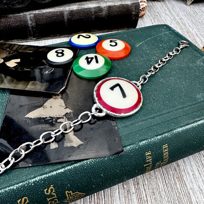 Playing Games - #7 Pool Ball Bracelet Fine Silver / One of a Kind.