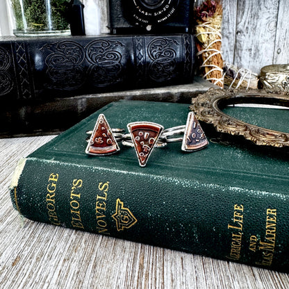 Lucky Penny Club - Pizza Slice Ring Size 8 or 9  Fine Silver - Foxlark Collection