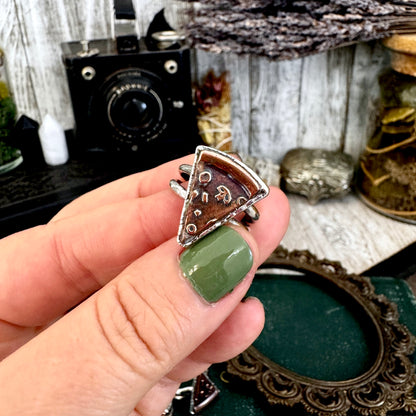 Lucky Penny Club - Pizza Slice Ring Size 8 or 9  Fine Silver - Foxlark Collection
