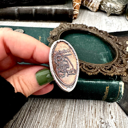 Lucky Penny Club - Vintage Rosie Riveter Pressed Penny Ring Fine Silver Size 10 / One of a Kind