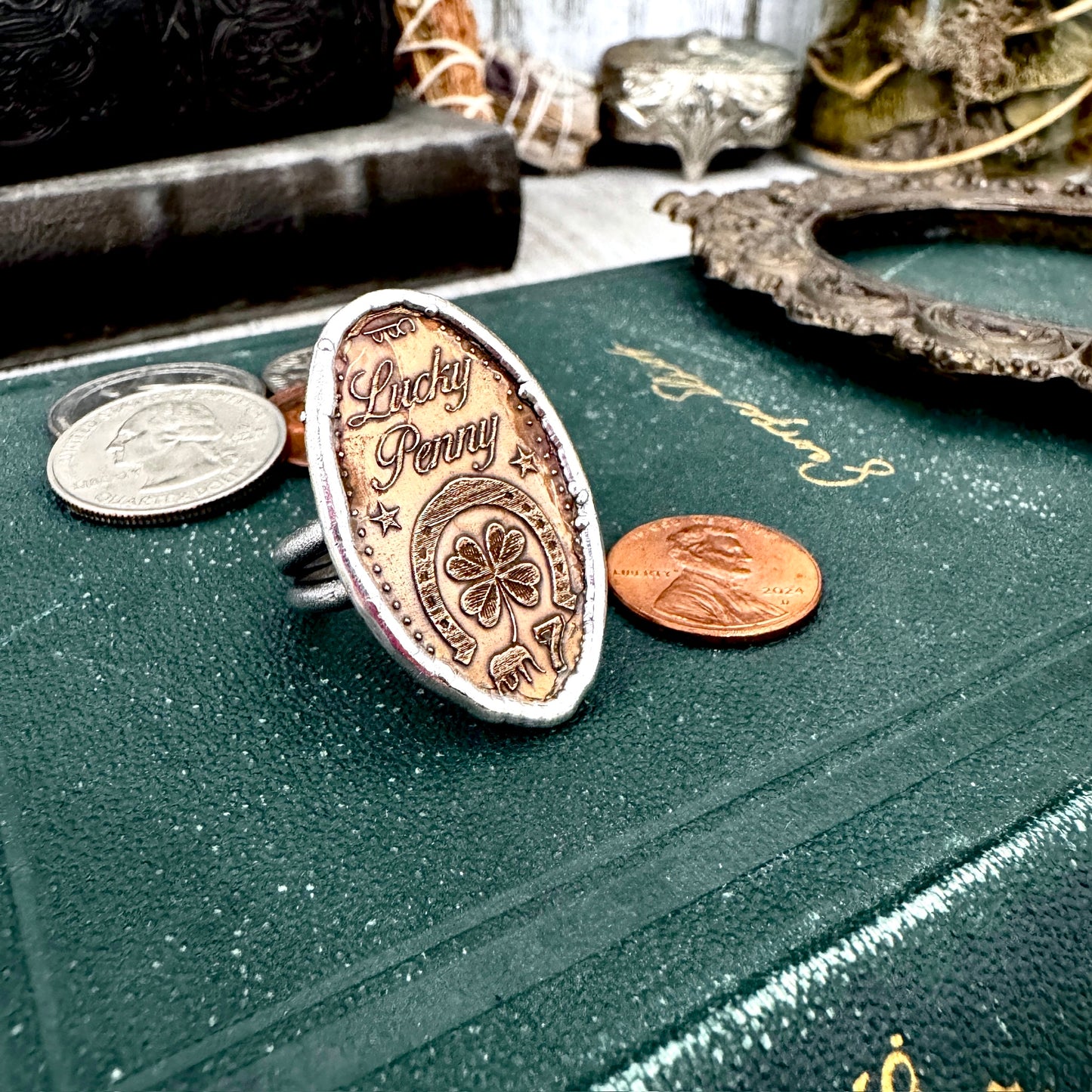 Lucky Penny Club - Lucky Penny Pressed Penny Ring Fine Silver Size 8 / One of a Kind