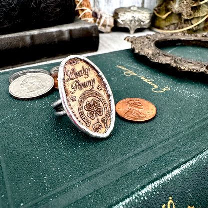Lucky Penny Club - Lucky Penny Pressed Penny Ring Fine Silver Size 8 / One of a Kind
