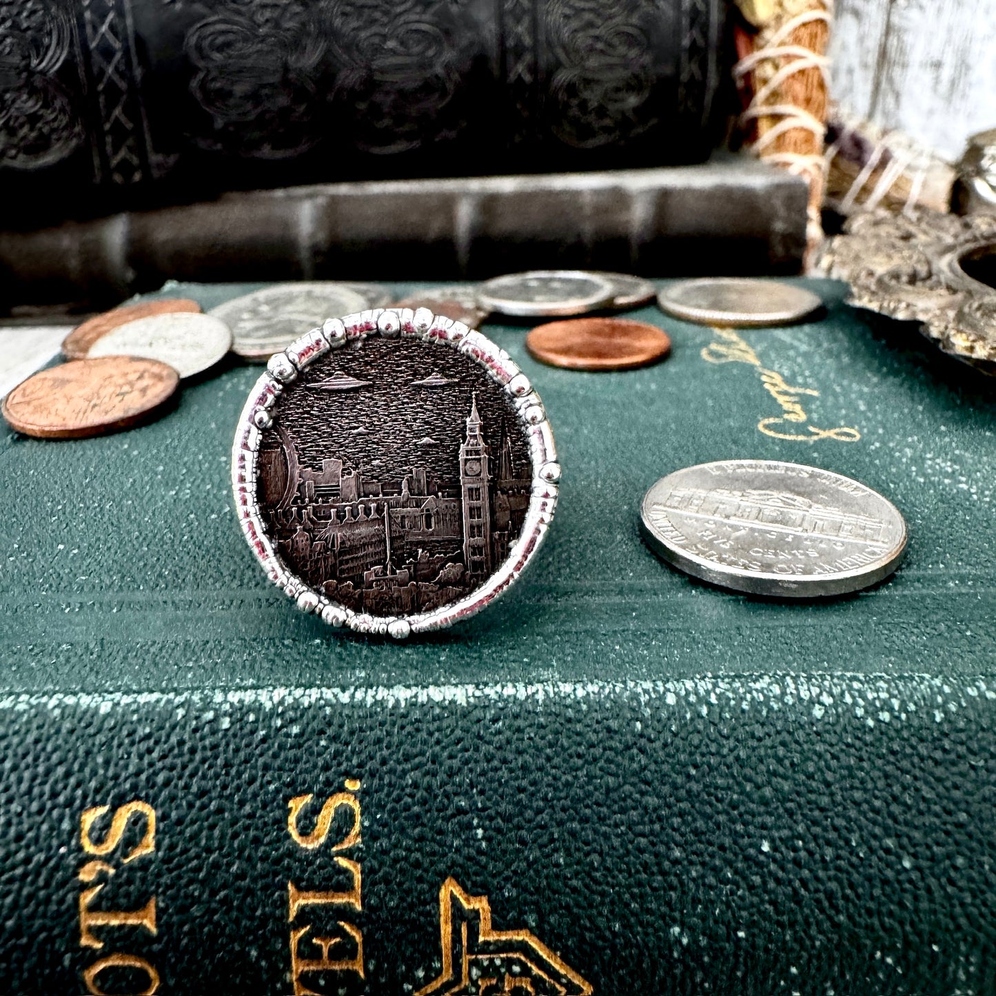 Lucky Penny Club - HOBO UFO London Coin Ring Fine Silver Size 9.5 / One of a Kind