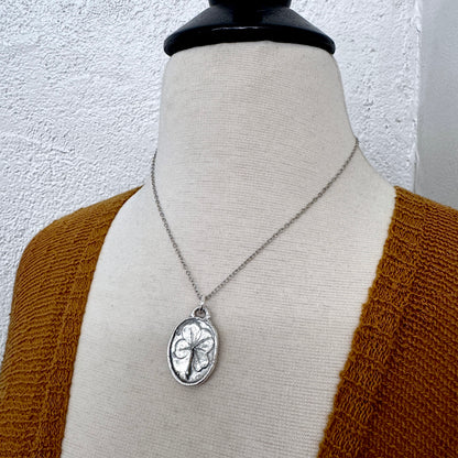 Lucky Penny Club - Four Leaf Clover Good Luck Necklace Fine Silver - One of a Kind