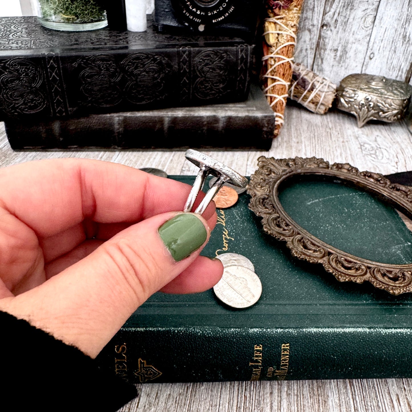 Lucky Penny Club - HOBO Nickel Alligator Coin Ring Fine Silver Size 7.5 / One of a Kind