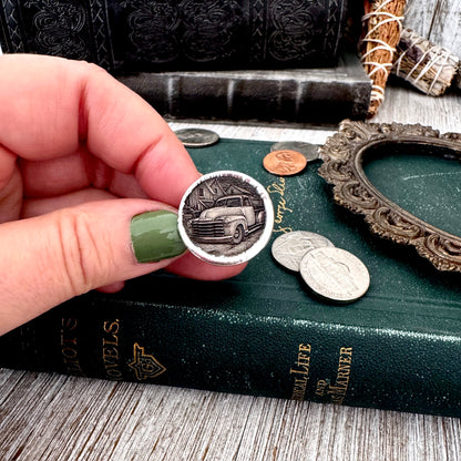 Lucky Penny Club - HOBO Nickel Vintage Truck Coin Ring Fine Silver Size 11 / One of a Kind