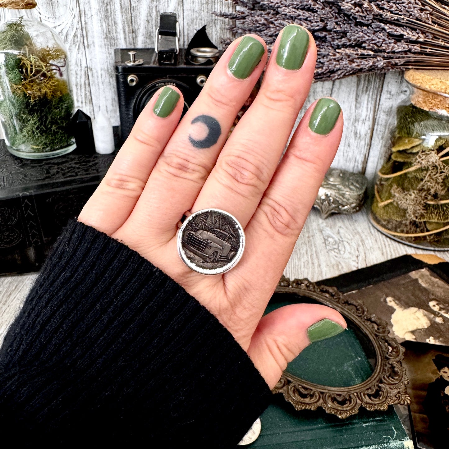 Lucky Penny Club - HOBO Nickel Vintage Truck Coin Ring Fine Silver Size 11 / One of a Kind
