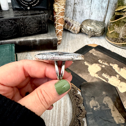 The Colossal Collection - Dendritic Agate Crystal Ring Set in Fine Silver Size 7.5 /One of a Kind