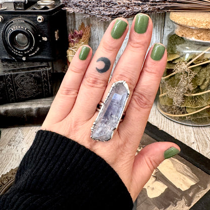 The Colossal Collection - Aqua Aura Quartz Crystal Ring Set in Fine Silver Size 10 / One of a Kind FOXLARK
