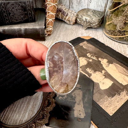 The Colossal Collection - Fancy Moss Agate Crystal Ring Set in Fine Silver Size 8.5 / One of a Kind FOXLARK