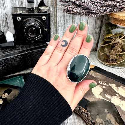 The Colossal Collection - Bloodstone Crystal Statement Ring Size 11 Fine Silver / Foxlark Collection