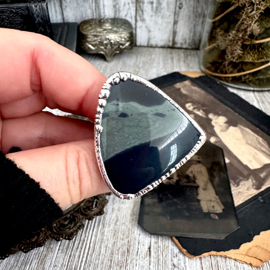The Colossal Collection - Spiderweb Obsidian Crystal Ring Fine Silver Size 9.5 / Foxlark Collection - One of a Kind