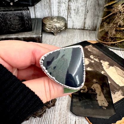 The Colossal Collection - Spiderweb Obsidian Crystal Ring Fine Silver Size 9.5 / Foxlark Collection - One of a Kind