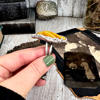 The Colossal Collection - Raw Baltic Amber Crystal Ring Fine Silver Size 10 / Foxlark Collection - One of a Kind FOXLARK