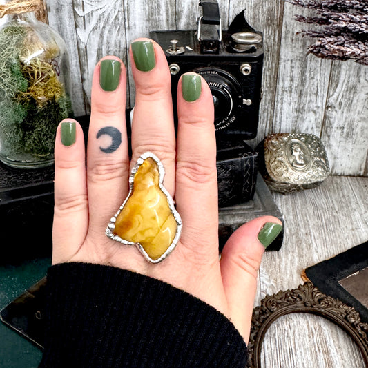 The Colossal Collection - Raw Baltic Amber Crystal Ring Fine Silver Size 10 / Foxlark Collection - One of a Kind