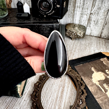 The Colossal Collection - Black Agate Crystal Ring Fine Silver Size 9 / Foxlark Collection - One of a Kind FOXLARK
