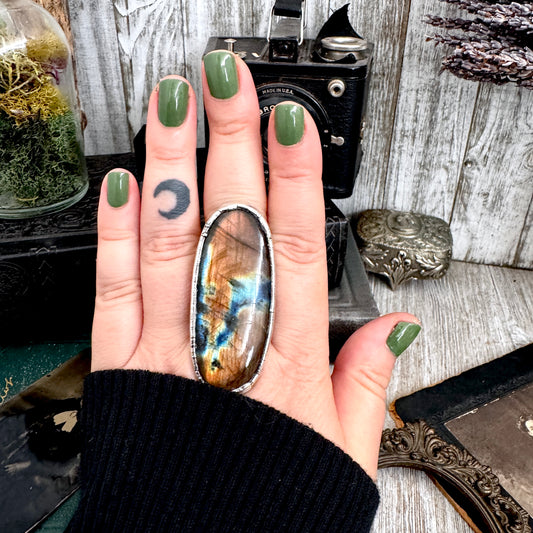 The Colossal Collection - Labradorite Crystal Ring Fine Silver Size 10 / Foxlark Collection - One of a Kind