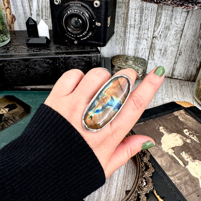 The Colossal Collection - Labradorite Crystal Ring Fine Silver Size 10 / Foxlark Collection - One of a Kind