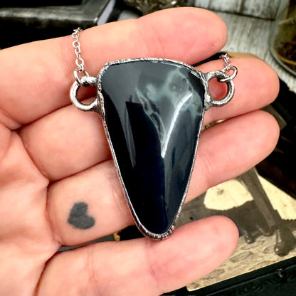The Colossal Collection - Spiderweb Obsidian Crystal Necklace in Fine Silver / One of a Kind