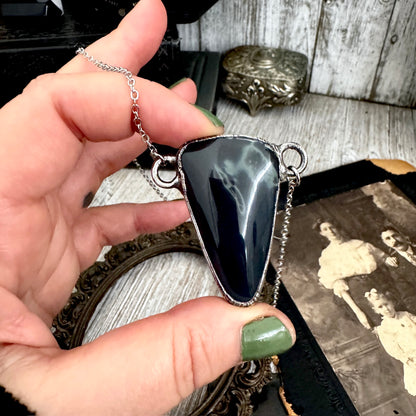 The Colossal Collection - Spiderweb Obsidian Crystal Necklace in Fine Silver / One of a Kind