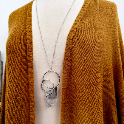The Colossal Collection - Raw Aqua Aura Quartz Crystal  Necklace in Fine Silver / One of a Kind