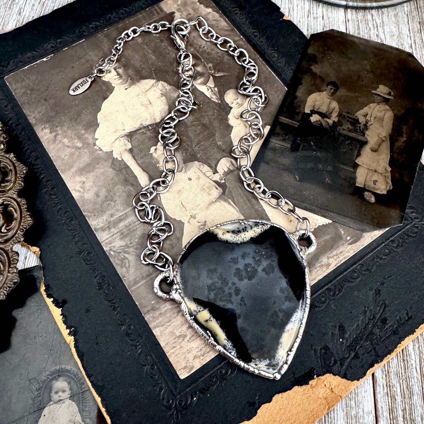 The Colossal Collection - Dendritic Agate Crystal Necklace Fine Silver / Foxlark Collection