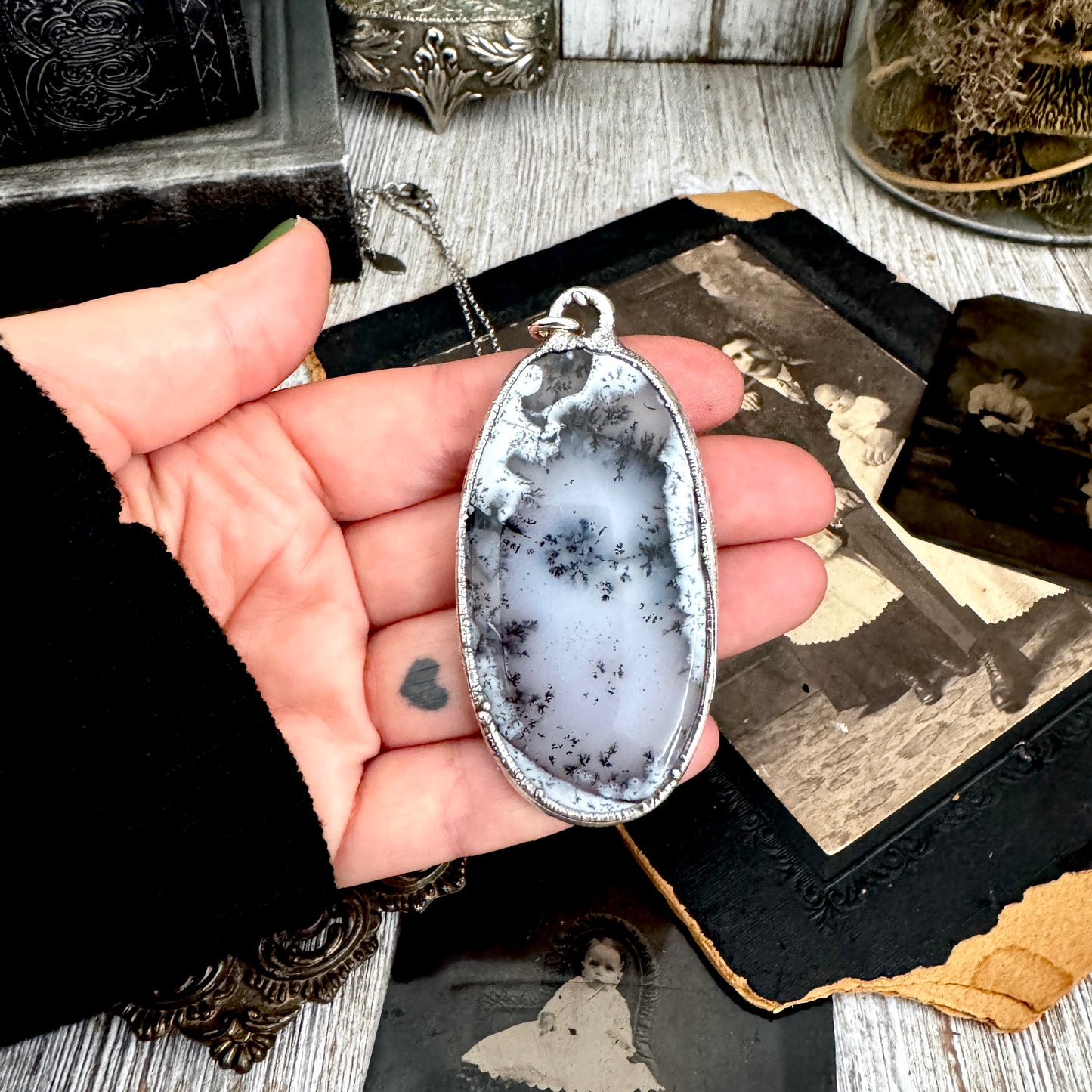The Colossal Collection - Dendritic Agate Crystal Necklace Fine Silver / One of a Kind