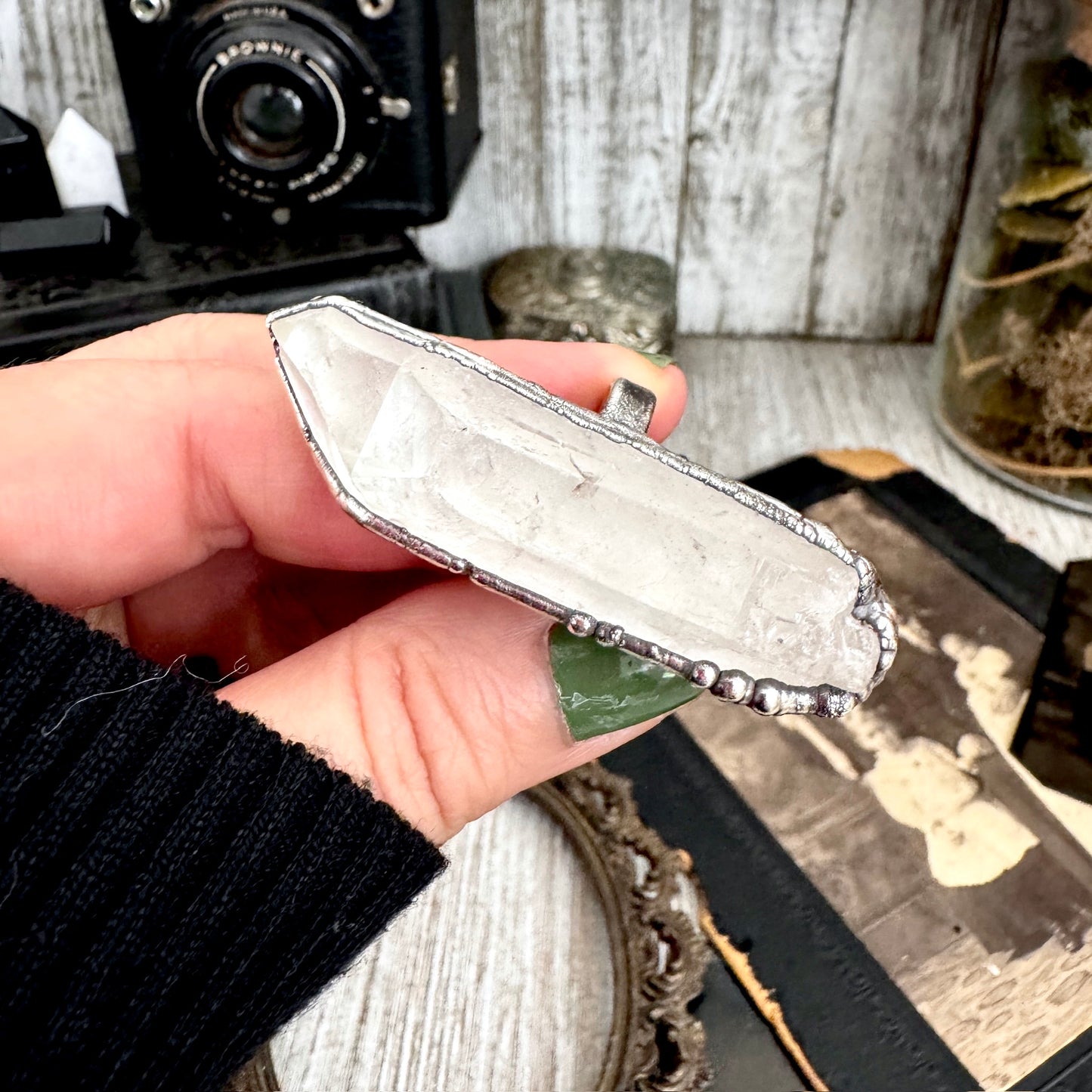 The Colossal Collection - Raw Clear Quartz Crystal Ring Fine Silver Size 7.5 / One of a Kind
