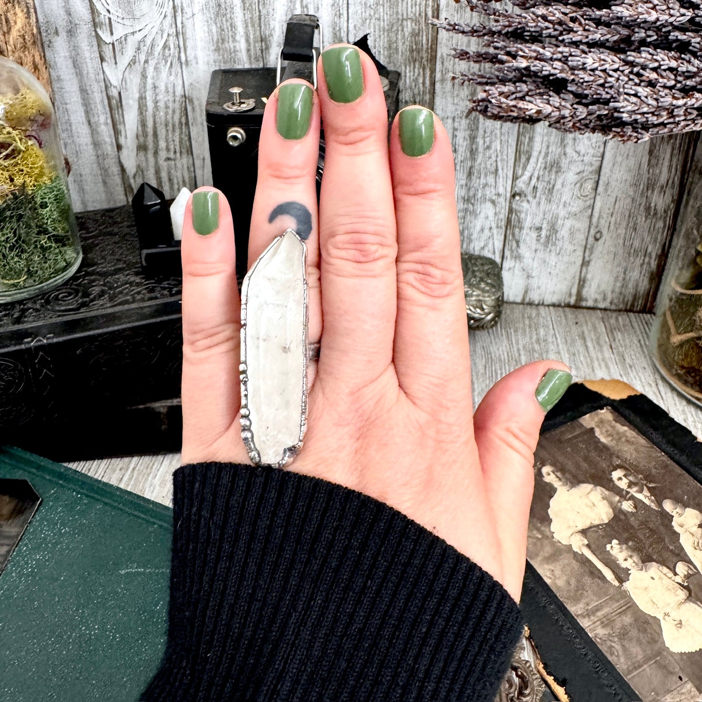 The Colossal Collection - Raw Clear Quartz Crystal Ring Fine Silver Size 7.5 / One of a Kind