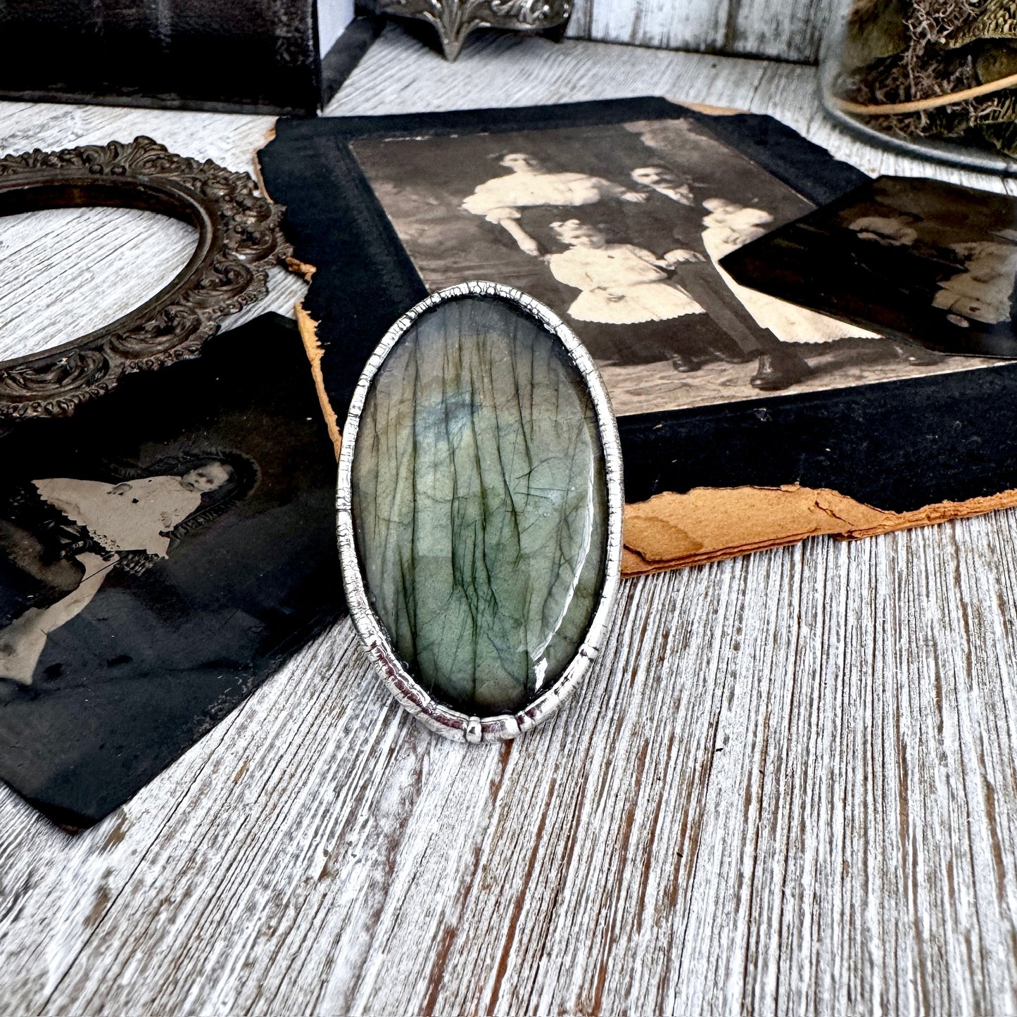 The Colossal Collection - Labradorite Crystal Ring Fine Silver Size 8 / Foxlark Collection - One of a Kind