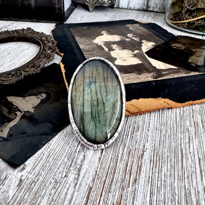The Colossal Collection - Labradorite Crystal Ring Fine Silver Size 8 / Foxlark Collection - One of a Kind