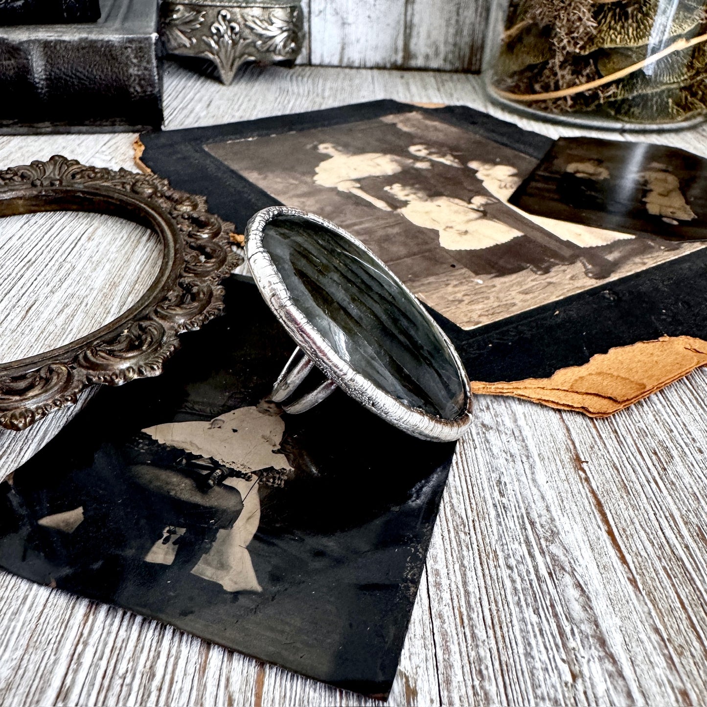 The Colossal Collection - Labradorite Crystal Ring Fine Silver Size 8 / Foxlark Collection - One of a Kind
