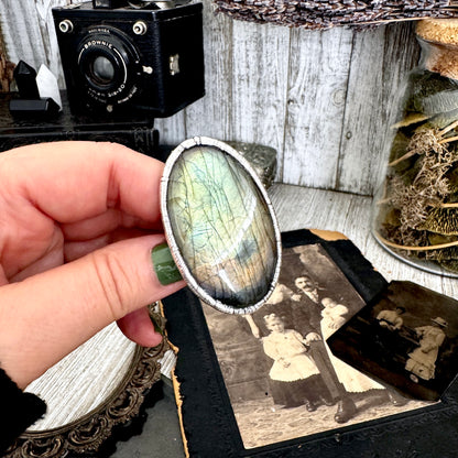 The Colossal Collection - Labradorite Crystal Ring Fine Silver Size 8 / Foxlark Collection - One of a Kind