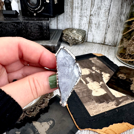 The Colossal Collection - Aqua Aura Quartz Crystal Ring Set in Fine Silver Size 8 / One of a Kind