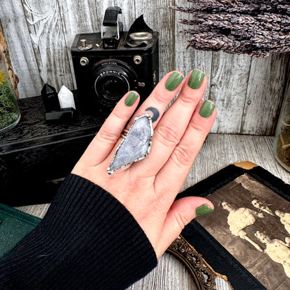 The Colossal Collection - Aqua Aura Quartz Crystal Ring Set in Fine Silver Size 8 / One of a Kind FOXLARK