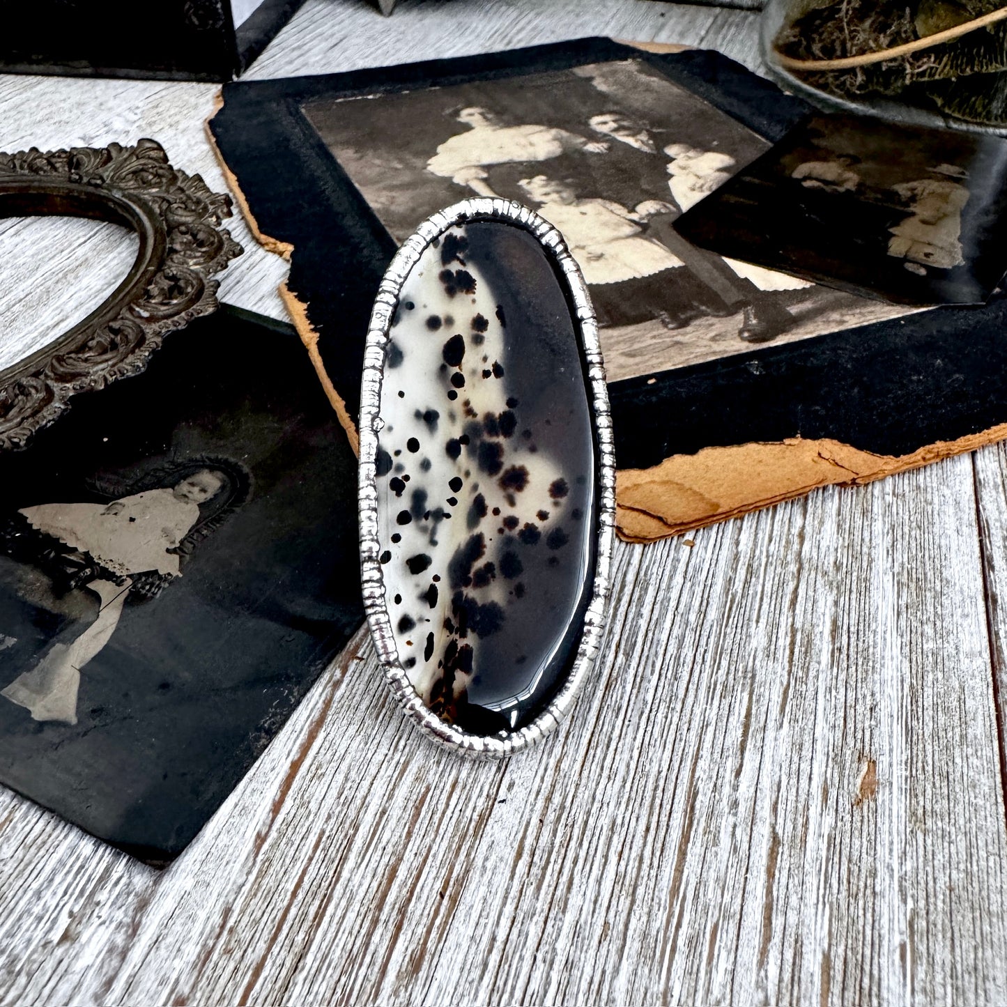 The Colossal Collection - Montana Moss Agate Crystal Ring Fine Silver Size 10.5 /One of a Kind FOXLARK