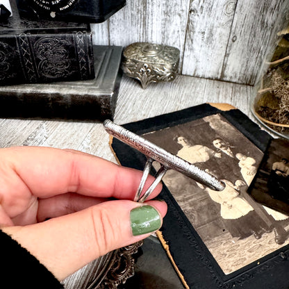 The Colossal Collection - Montana Moss Agate Crystal Ring Fine Silver Size 10.5 /One of a Kind FOXLARK