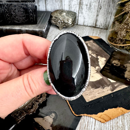 The Colossal Collection - Black/Rainbow Obsidian Crystal Ring Fine Silver Size 10 / One of a Kind