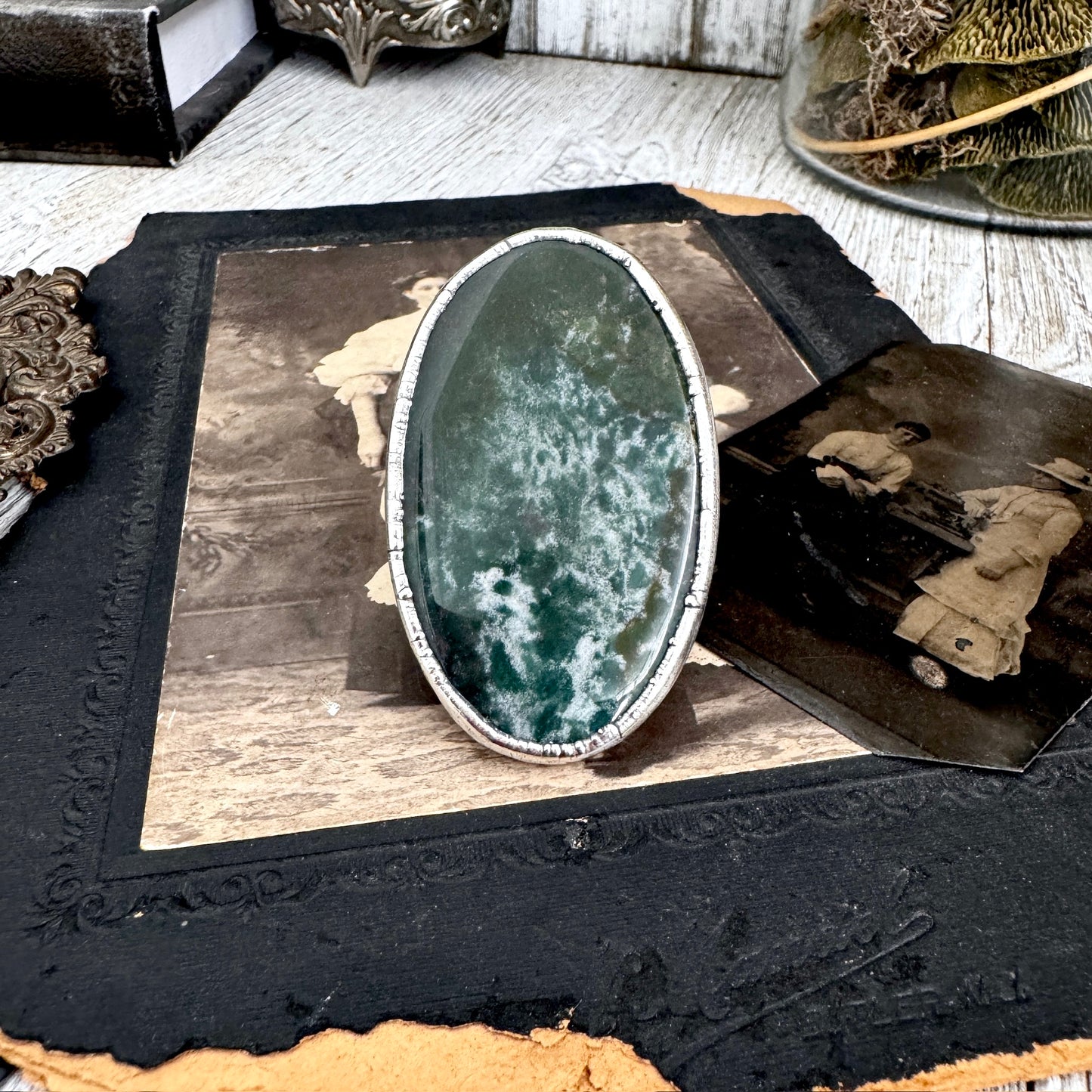 The Colossal Collection - Bloodstone Statement Ring Size 10 Fine Silver / One Of A Kind