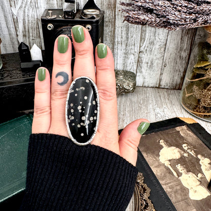 The Colossal Collection - Galaxy Obsidian Ring Set in Fine Silver Size 8.5 / One of a Kind FOXLARK