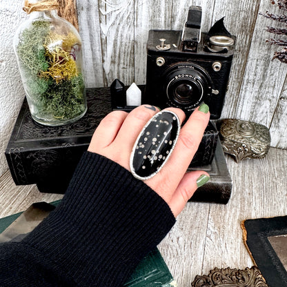 The Colossal Collection - Galaxy Obsidian Ring Set in Fine Silver Size 8.5 / One of a Kind FOXLARK