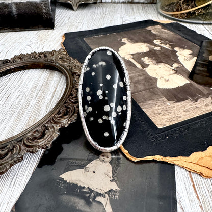 The Colossal Collection - Galaxy Obsidian Ring Set in Fine Silver Size 8.5 / One of a Kind FOXLARK