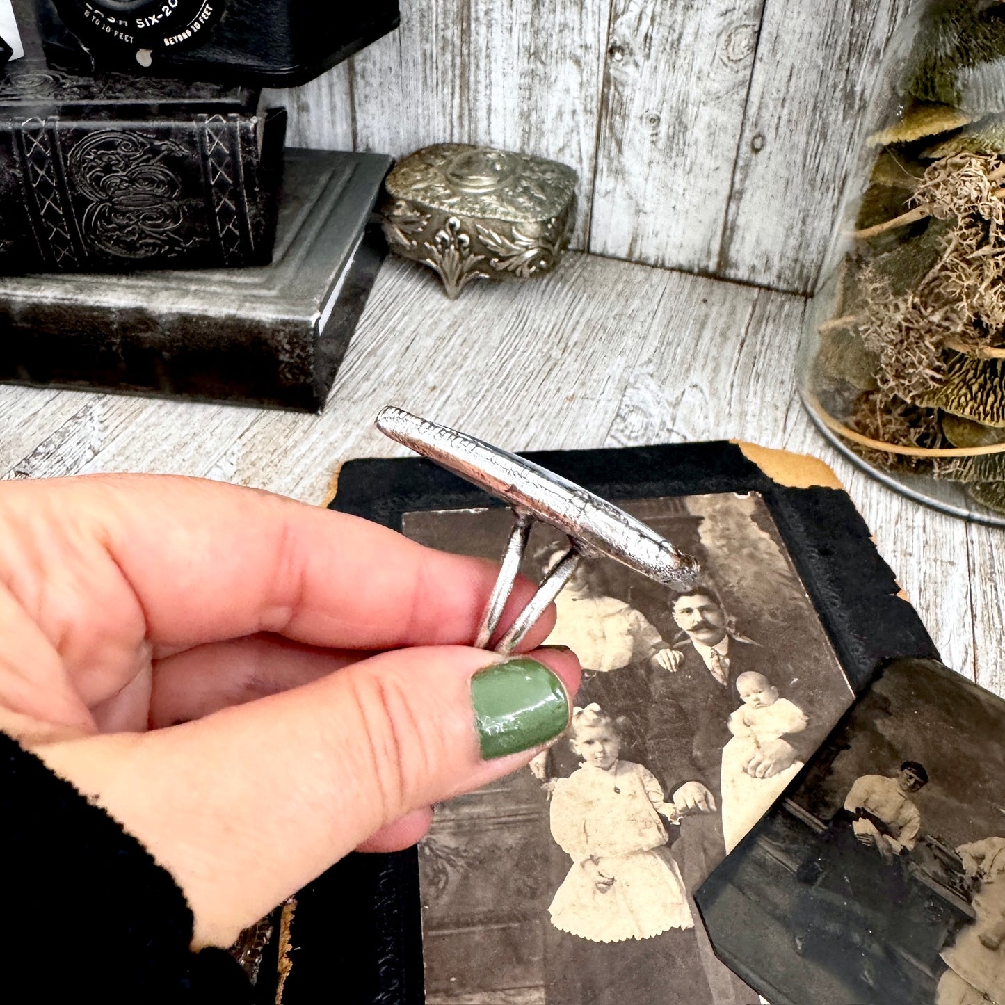 The Colossal Collection -Dendritic Agate Crystal Ring Set in Fine Silver Size 10 / One of a Kind