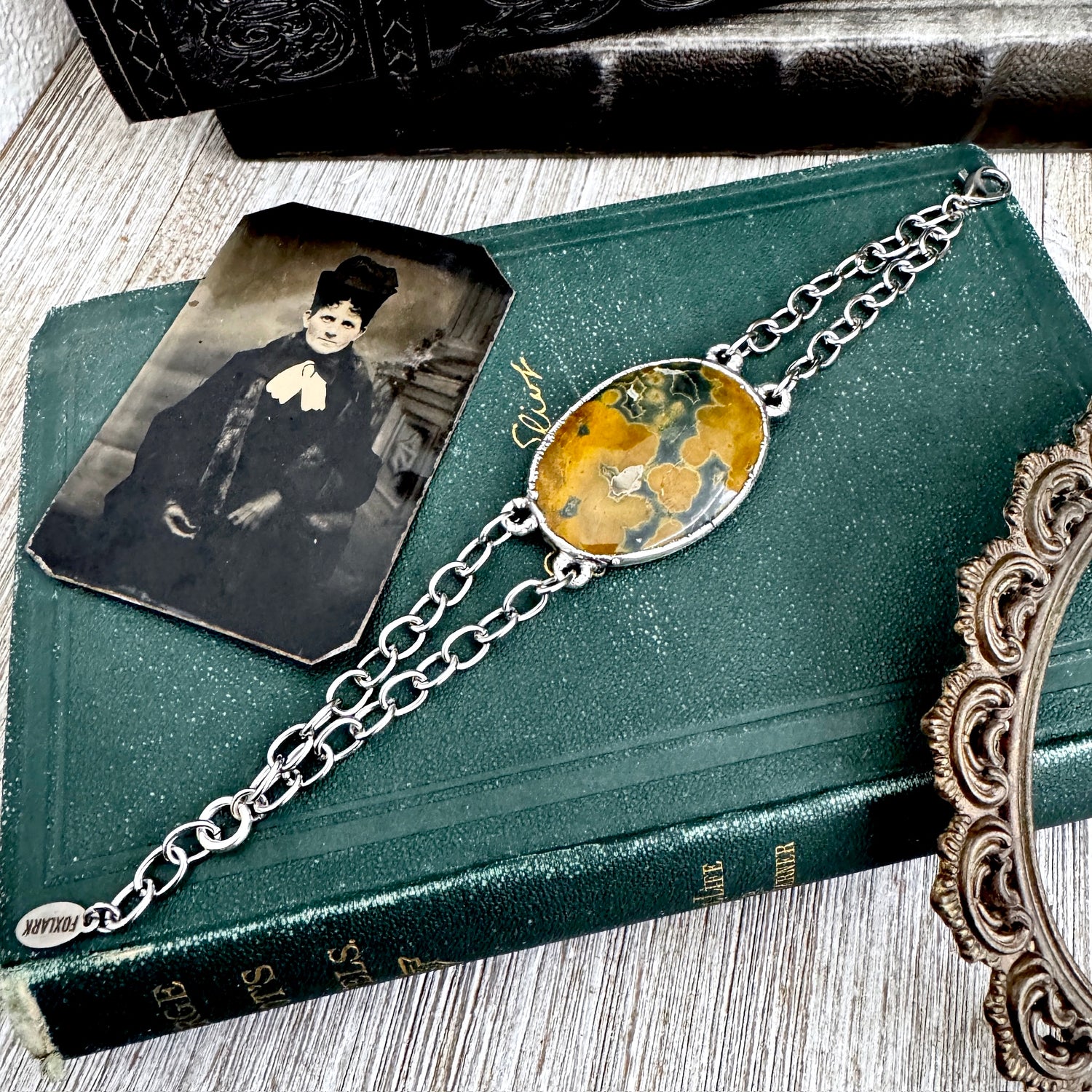 The Colossal Collection - Ocean Jasper Crystal Bracelet Fine Silver / One of a Kind Foxlark Crystal Jewelry