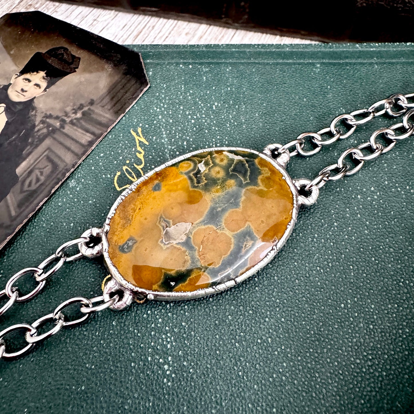 The Colossal Collection - Ocean Jasper Crystal Bracelet Fine Silver / One of a Kind