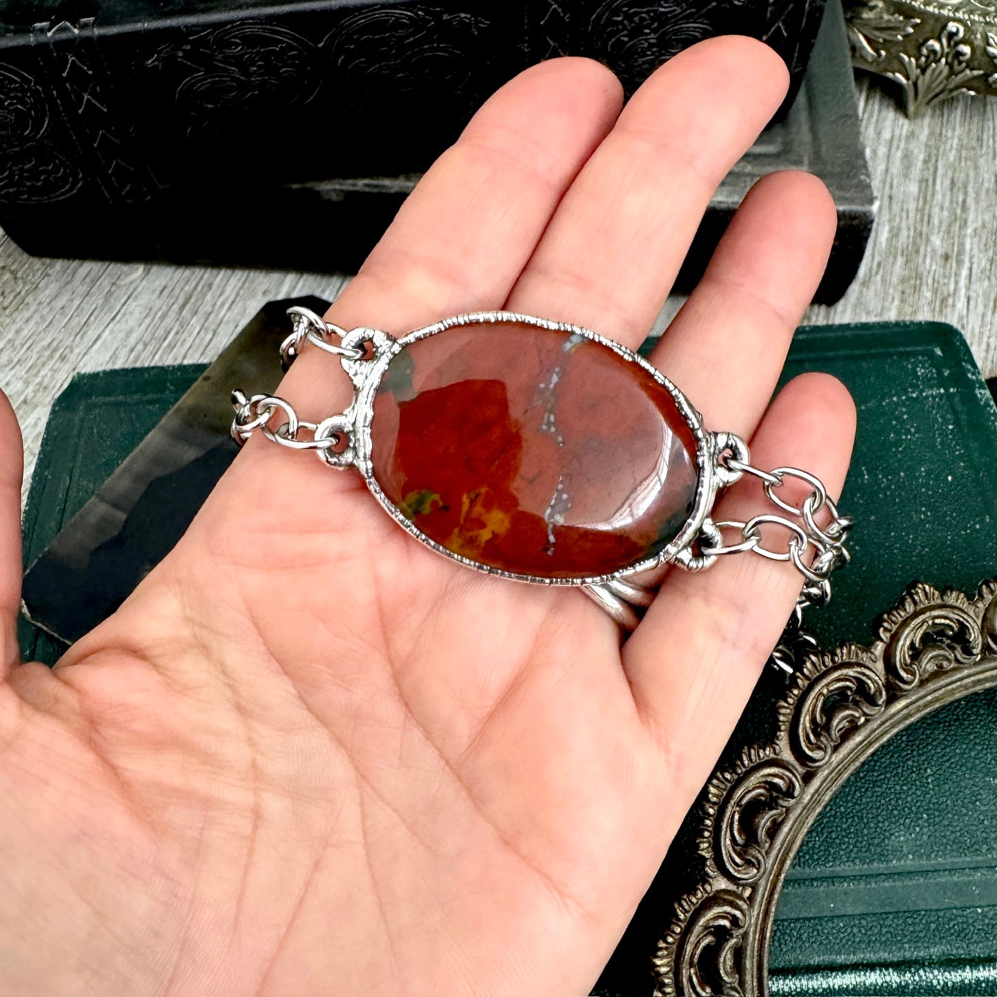 The Colossal Collection - Red Jasper Crystal Bracelet Fine Silver / One of a Kind