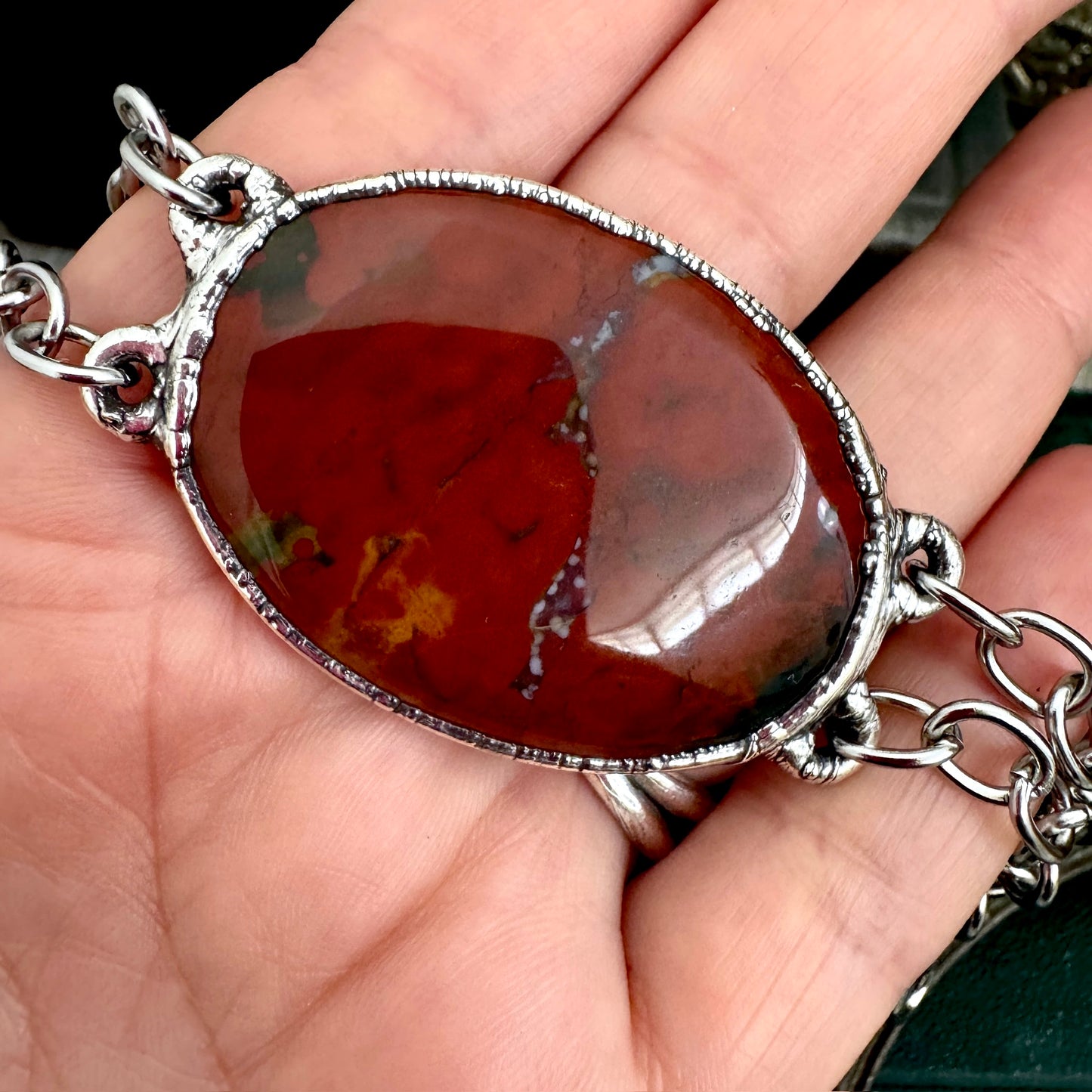 The Colossal Collection - Red Jasper Crystal Bracelet Fine Silver / One of a Kind