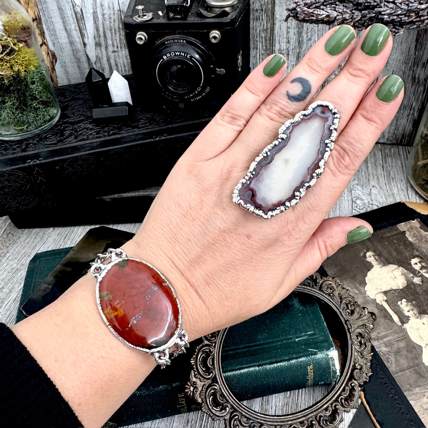 The Colossal Collection - Red Jasper Crystal Bracelet Fine Silver / One of a Kind