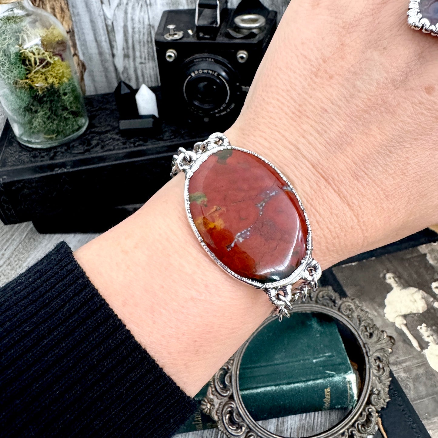The Colossal Collection - Red Jasper Crystal Bracelet Fine Silver / One of a Kind