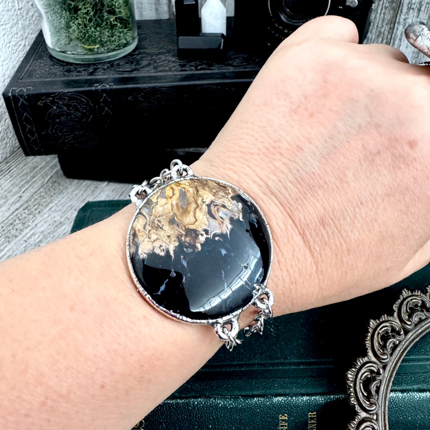 The Colossal Collection - Fossilized Palm Root Crystal Bracelet Fine Silver / One of a Kind